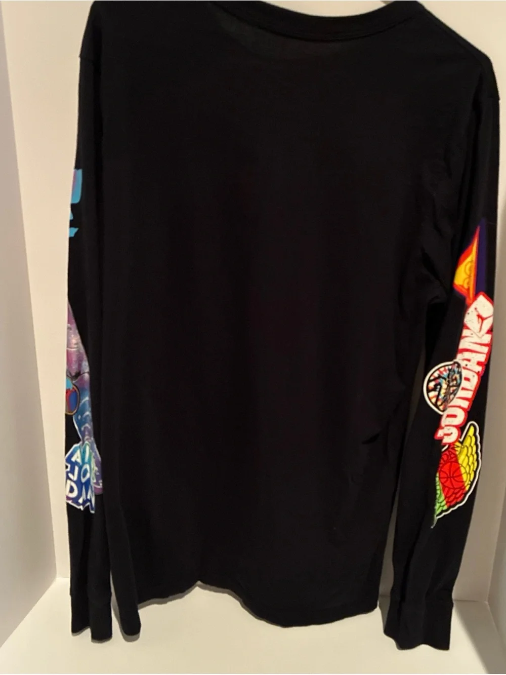 Jordan Black Long-Sleeve Tee with Multicolor Arm Graphics